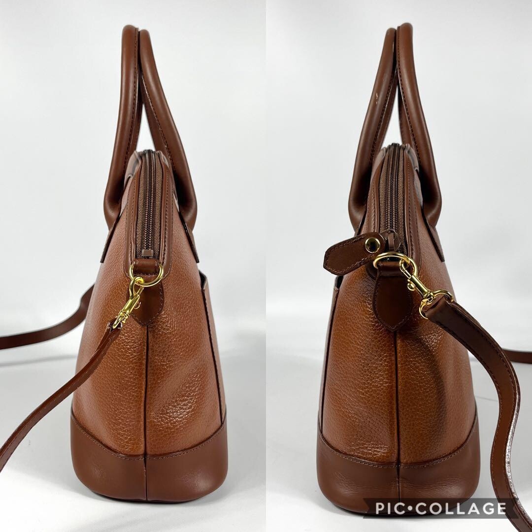 Burberrys 2Way Nova Check Leather Shoulder Bag Brown Auth