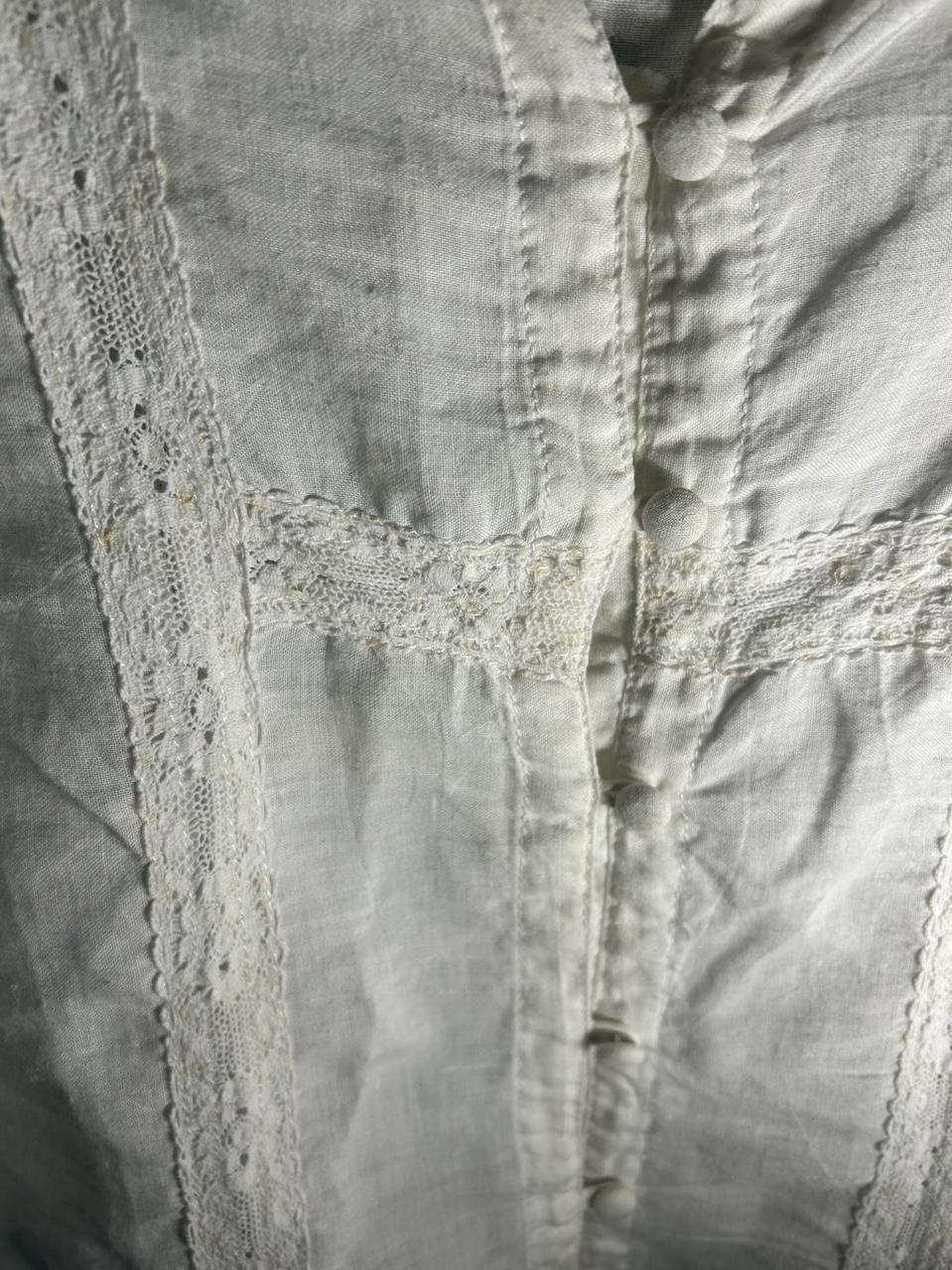 Vintage Cottagecore White Linen Blouse Sezane style M