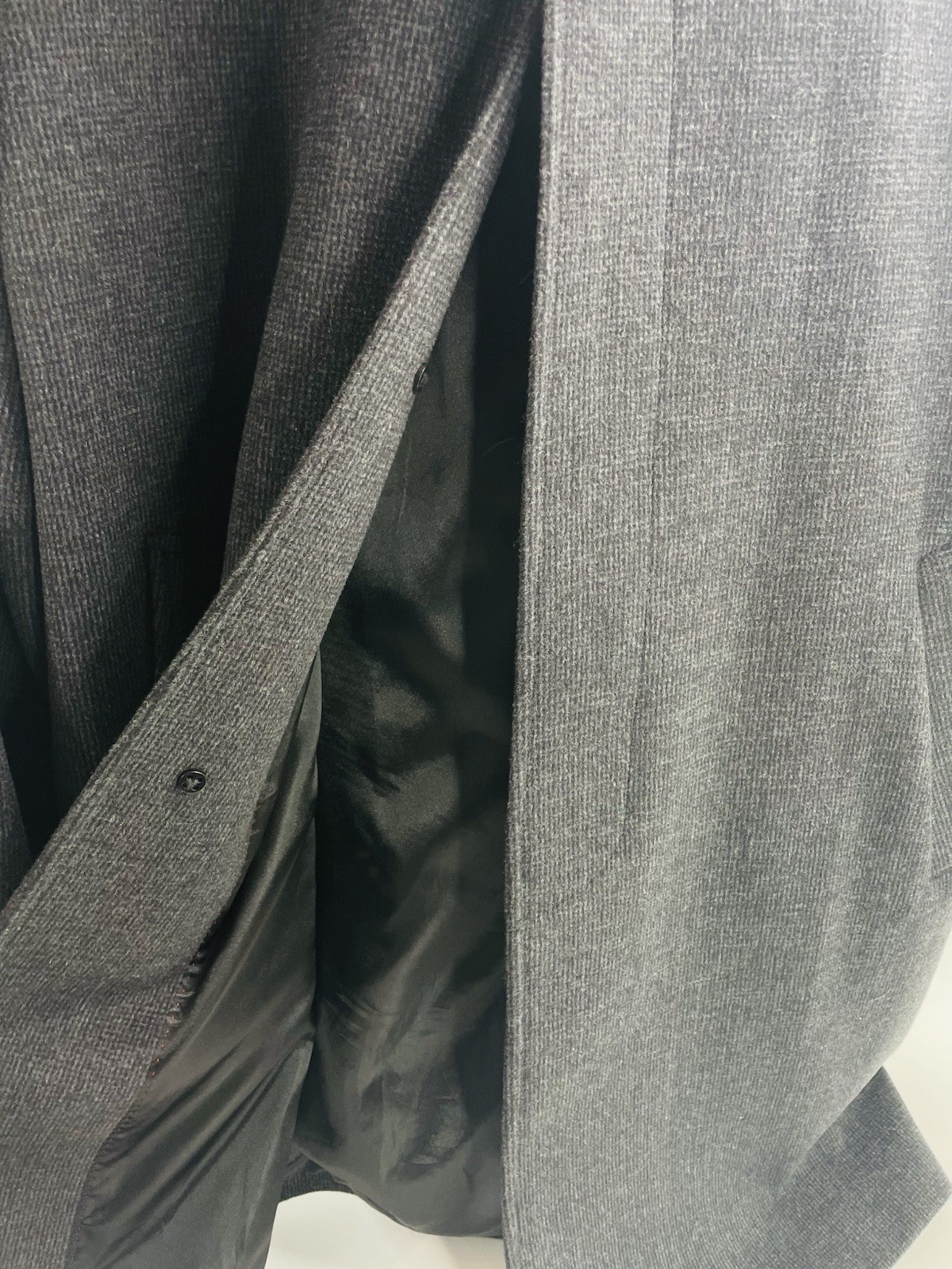London Fog Mens Wool Coat 44L Trench Coat Dark Grey Double Breasted USA