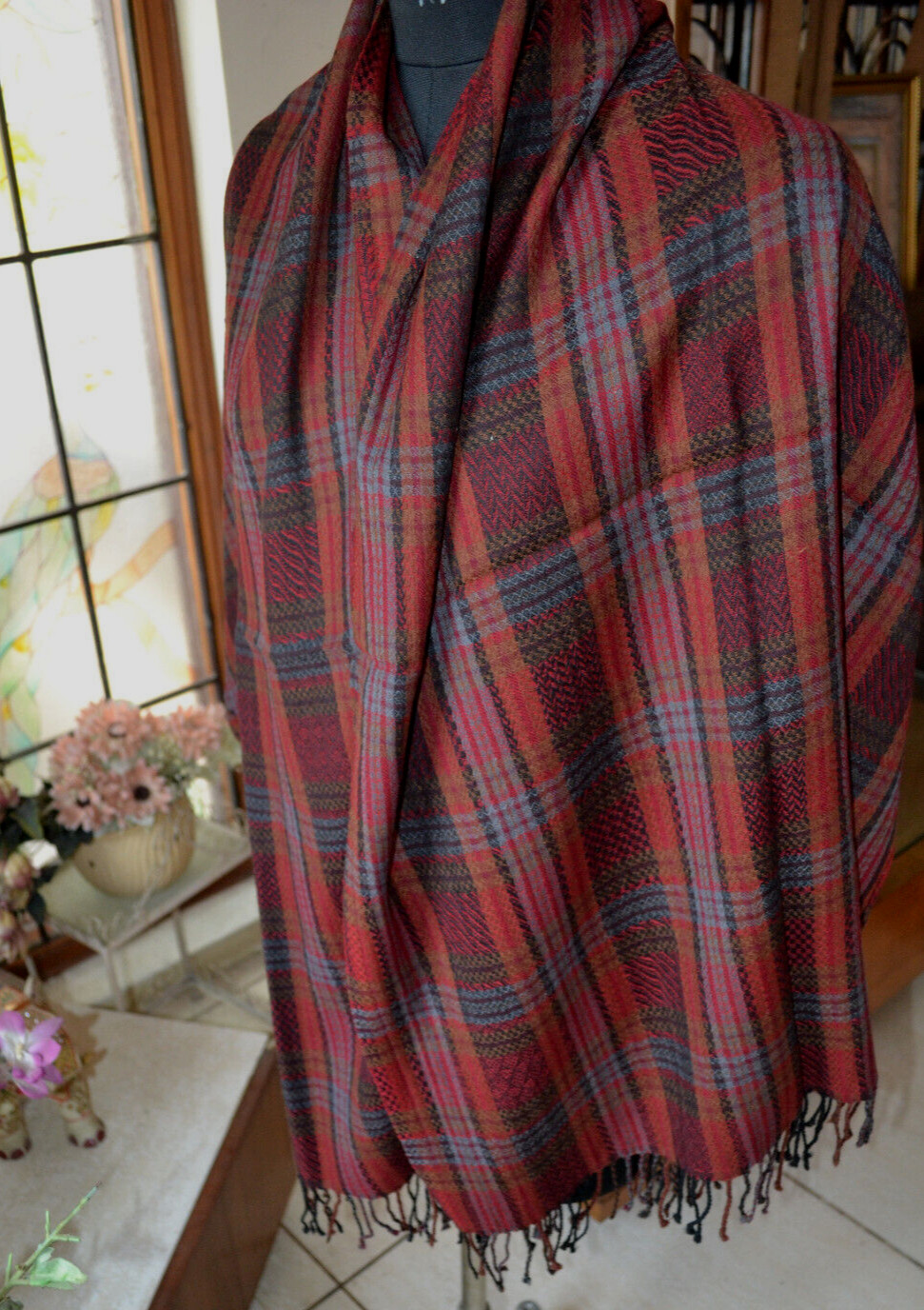 SOBRE DESIGNER PLAID CHECK 100% CASHMERE PASHMINA SHAWL/WRAP : 7 DESIGN CHOIC
