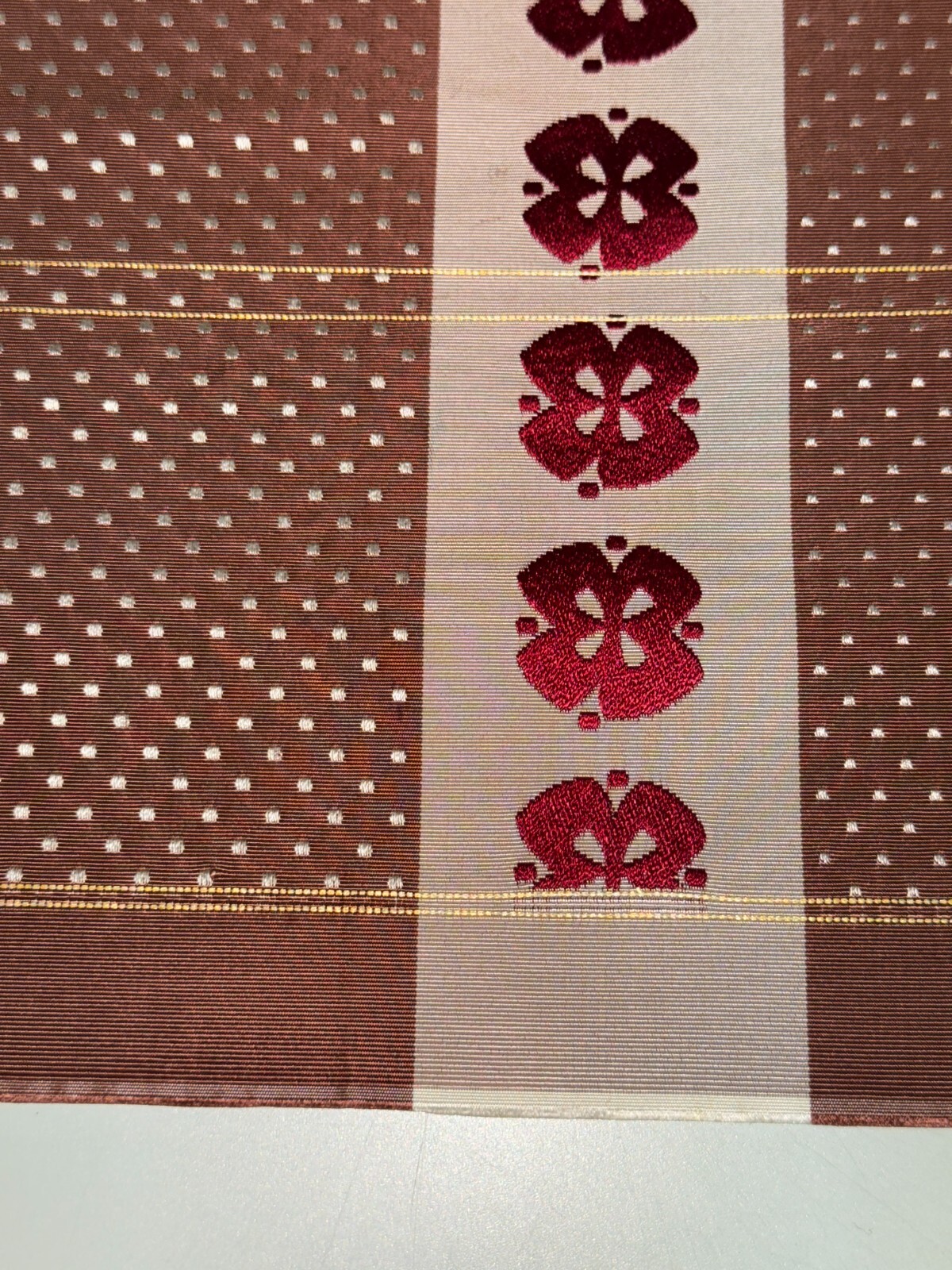 Japanese Vintage Kimono BOLT FABRIC cloth Silk brown Cut Sales 35.4×11.4in