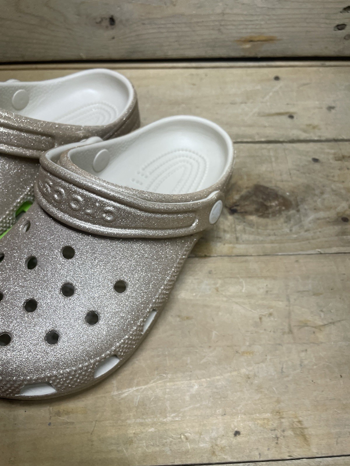 Crocs Shoes W 4 M 2 Glitter Champagne Classic Clog Gold