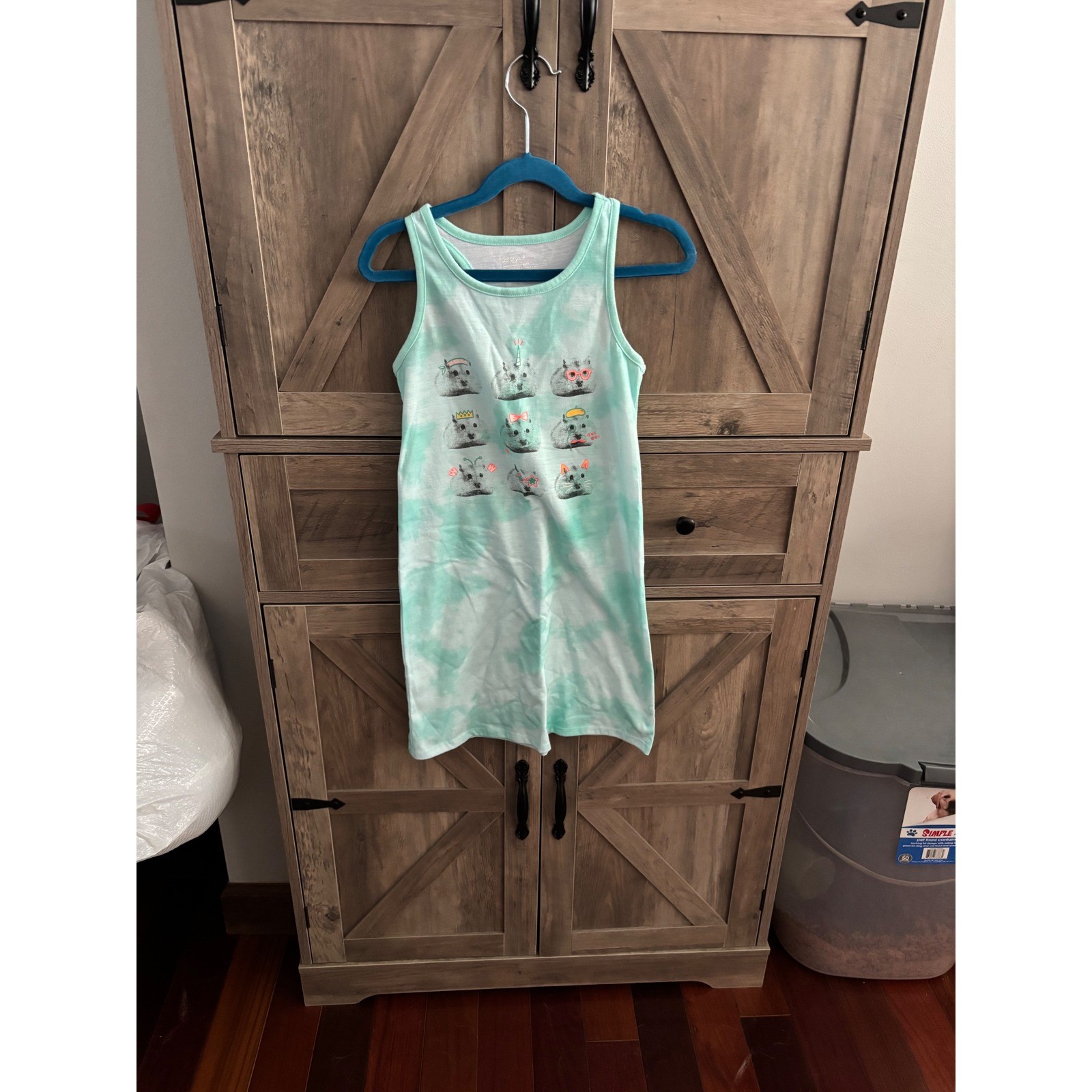 Cat & Jack Girls 2pc Nightgown Set Hamster Tie Dye Palm Tree S 6 6X Sleeveless