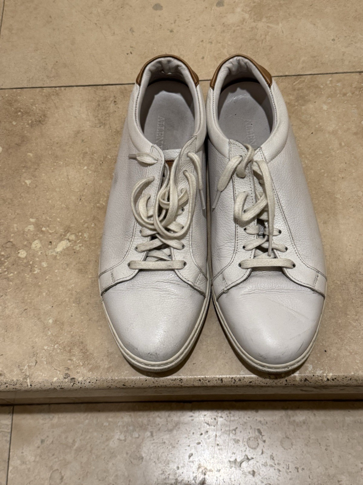 Allen Edmonds White Leather Courtside Minimalist Low Top Sneakers Shoes 12D Men