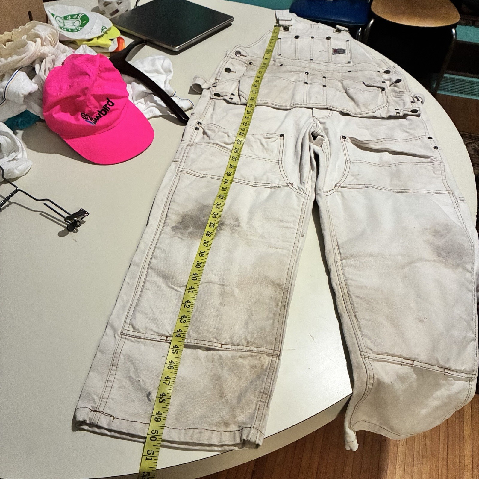 Vintage Ben Davis Distressed Double Knee Carpenter Work Wear Bib Overalls Sz 36