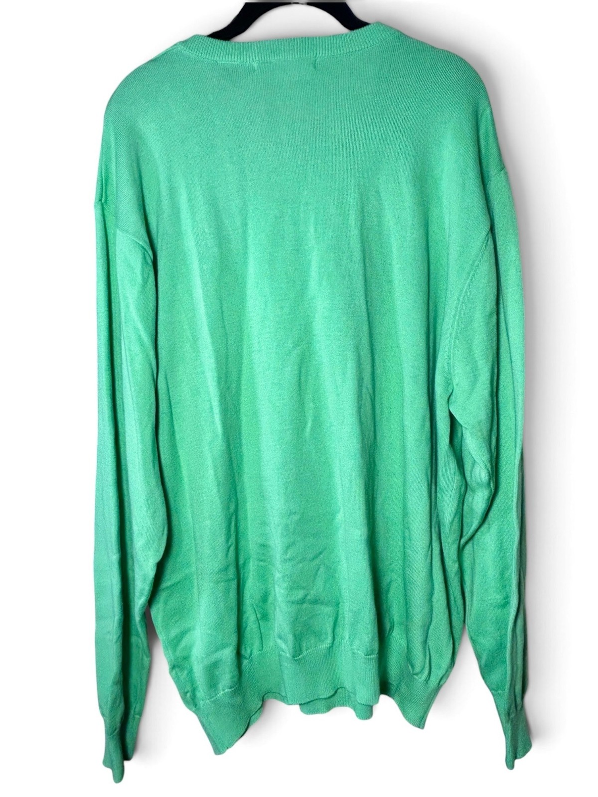 GREG NORMAN Natural Performance VNeck Sweater Sz XXL Kiwi Green Knit 100% Cotton