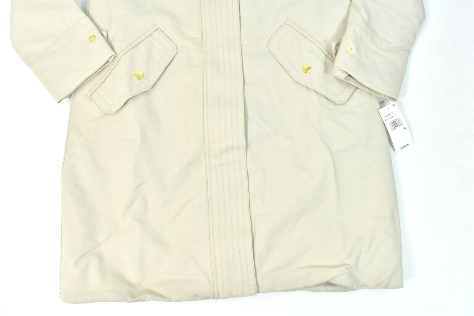 Barbour Women Bute Down Coat Jacket New Beige US 6 Waterproof Faux-Fur Hooded