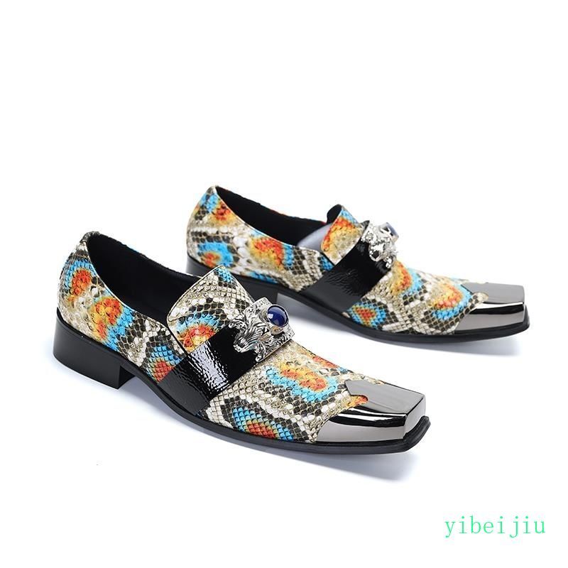 Men’s Square Head Metal Toe Colorful Stage 2026 New Fashion Evening Nightclub