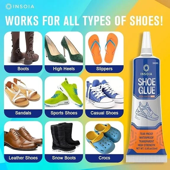 Shoe Glue Sole Repair Kit, Heavy Duty Shoe Adhesive, Waterproof, Flexible, Clear