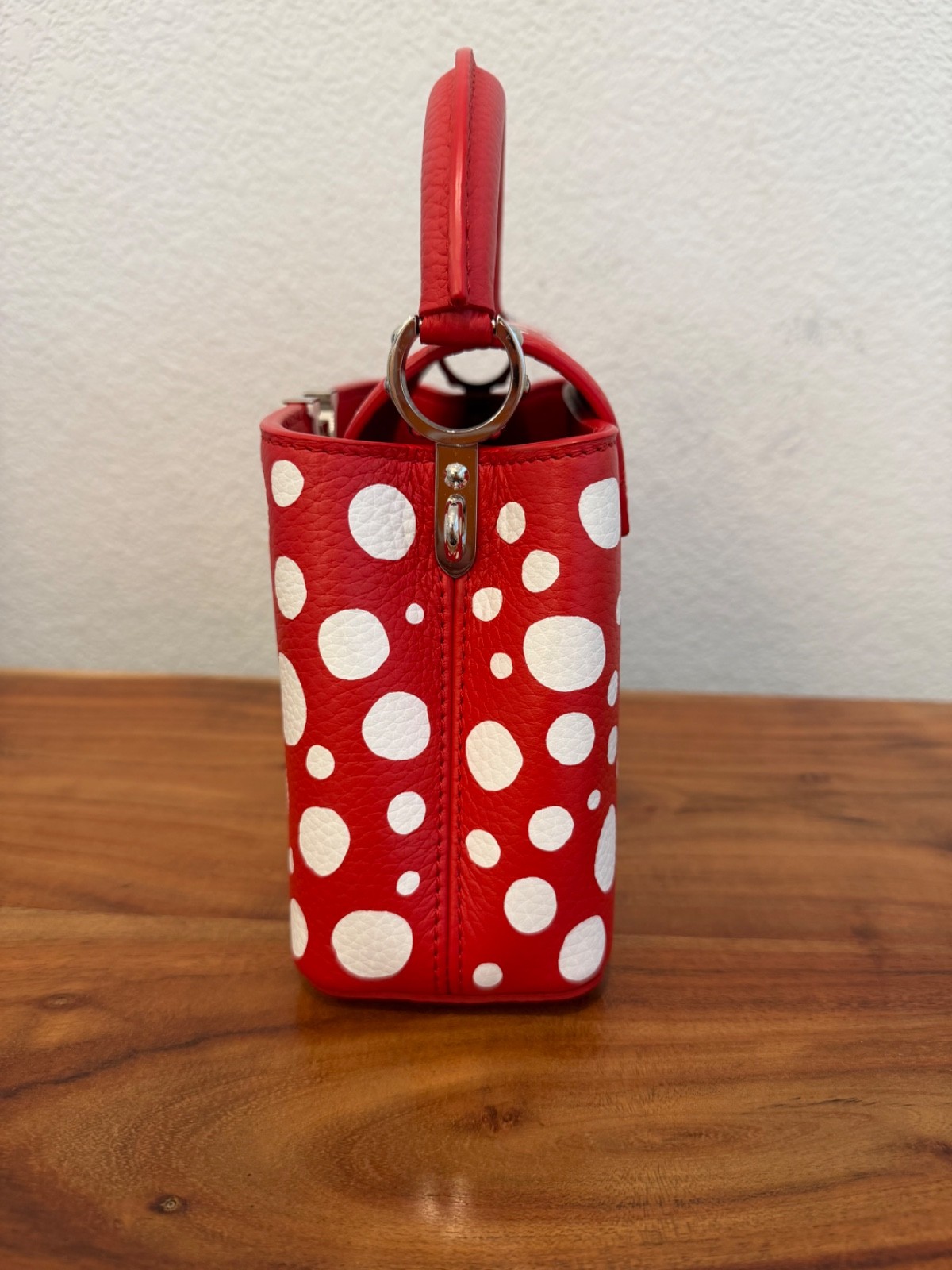 Pre-Loved Louis Vuitton LV X Yayoi Kusama Taurillion Capucines Mini Red White