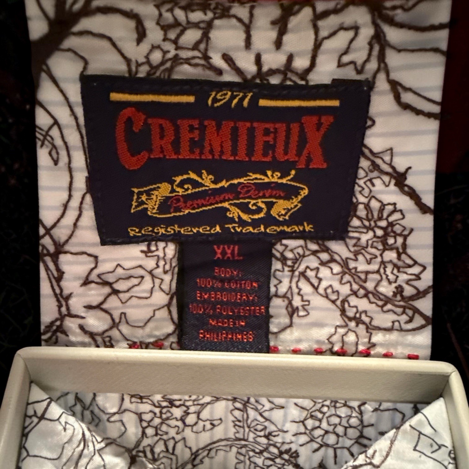 Cremieux 1971 White/Brown Floral Cotton Woven Long Sleeve Button-Up Shirt XXL