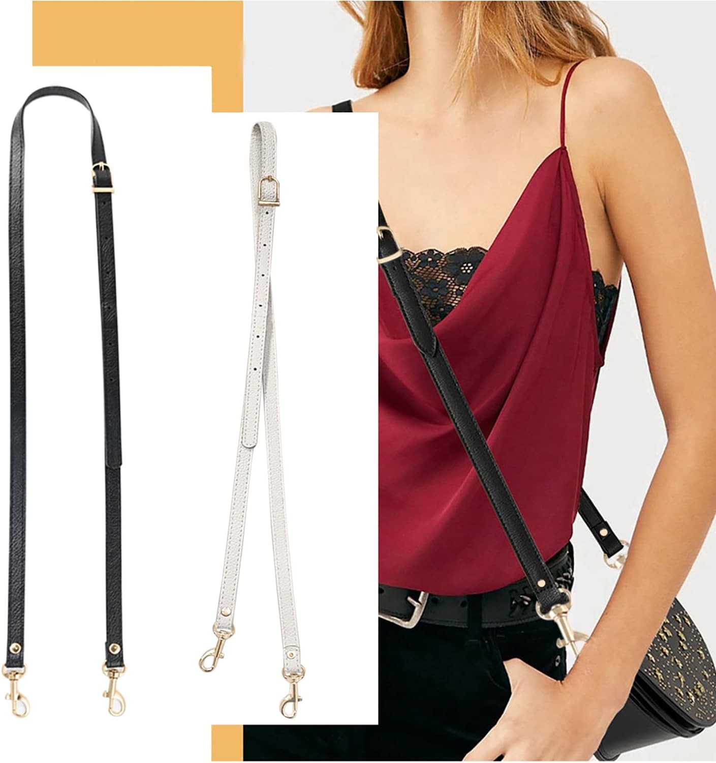 Leather Purse Strap Replacement Black Leather Crossbody Strap Adjustable
