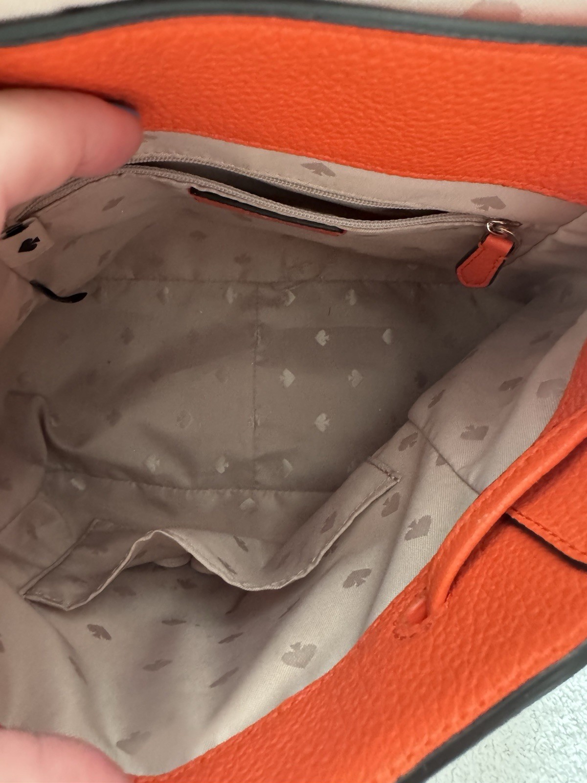 kate spade new york Orange Pebbled Drawstring Backpack w/ Pouch Zip Pocket