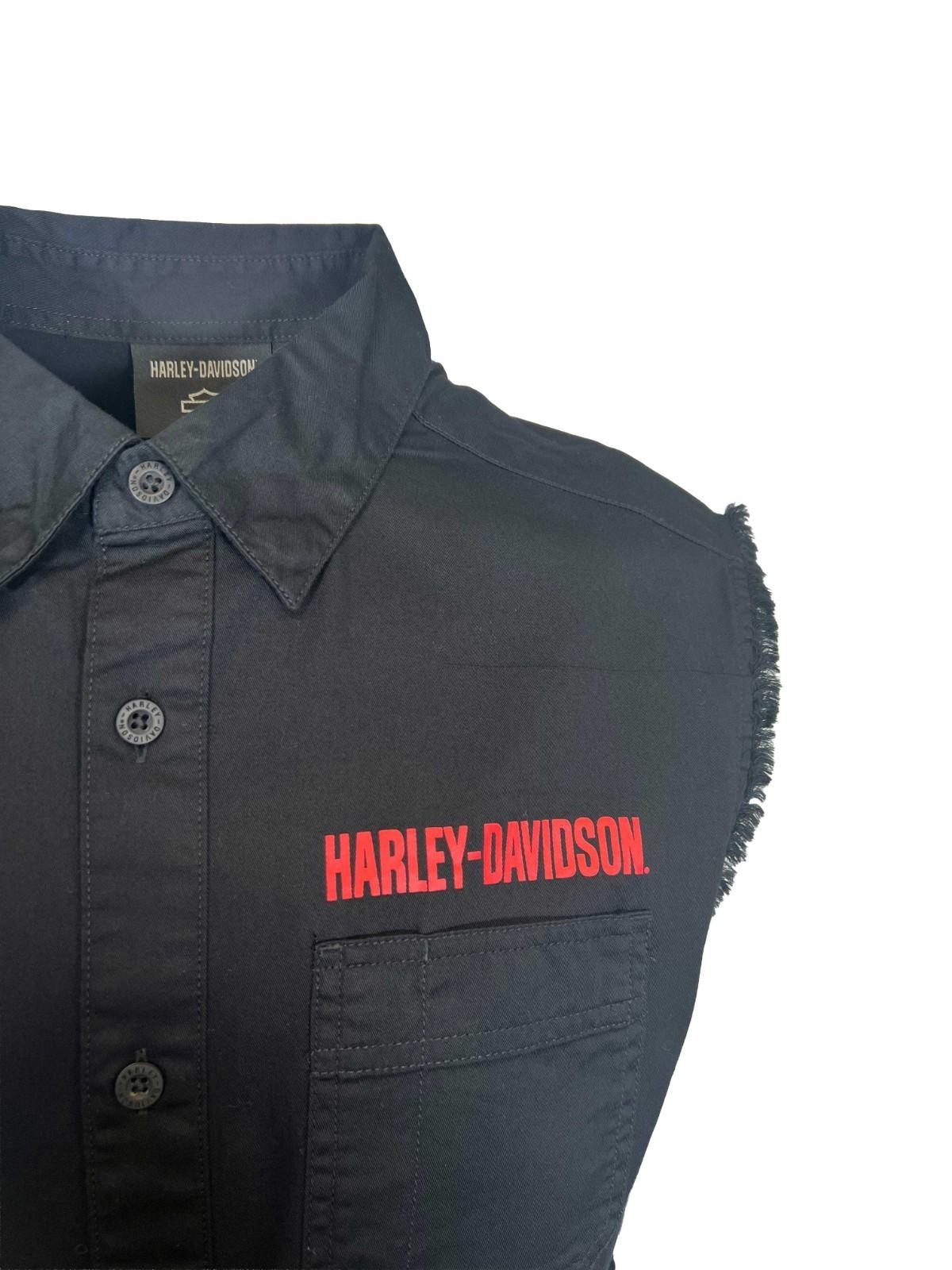 Harley-Davidson Men’s Black Vest Logo Patch Sleeveless Shirt (S67)