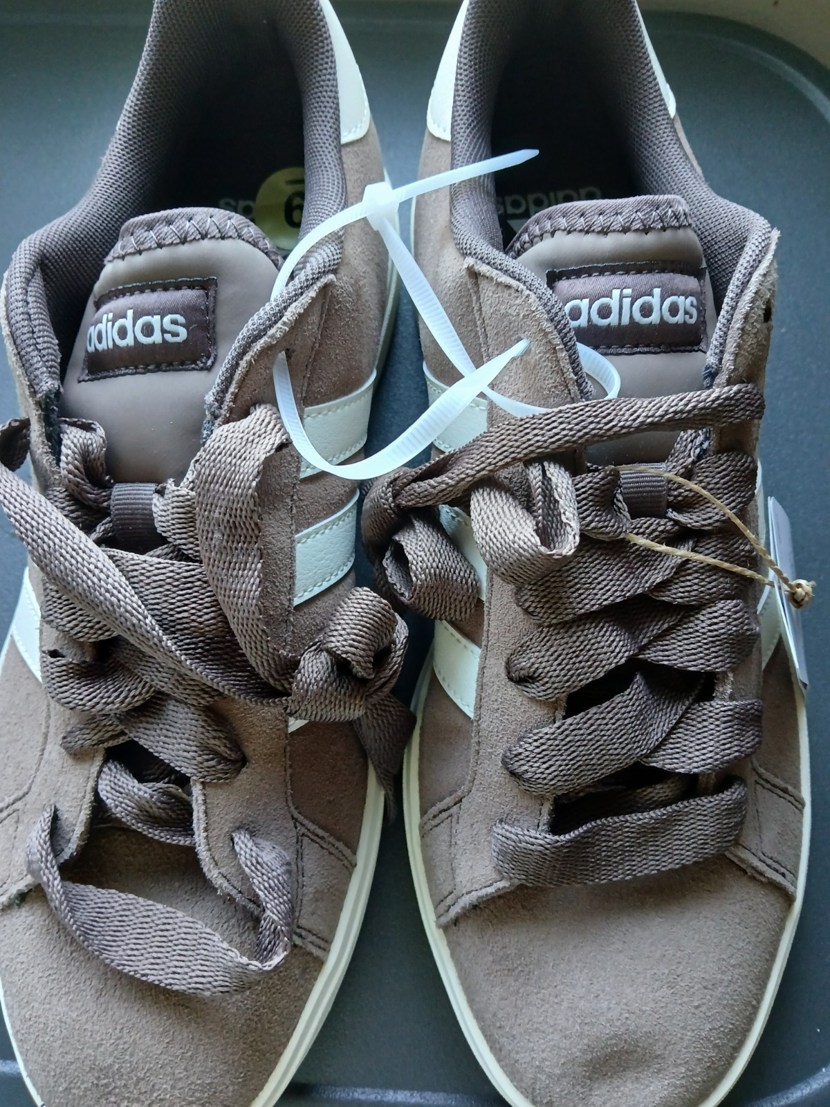 Adidas Grand Court Base 00s Semi Taupe / Dark Brown suede upper classic