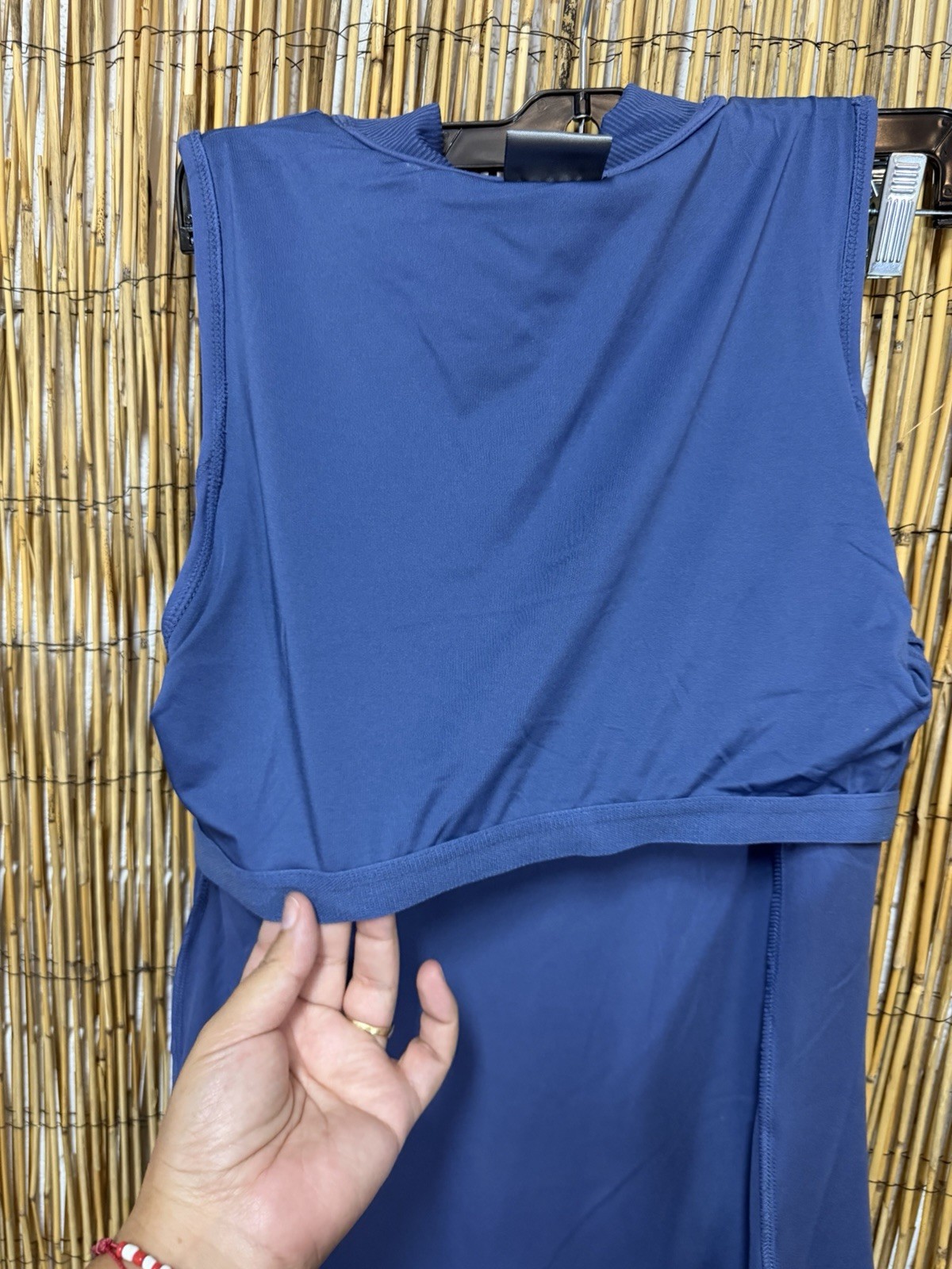 32 Degrees Blue Solid Shift Sleeveless Mock Neck Half-Zip Pockets Stretch M