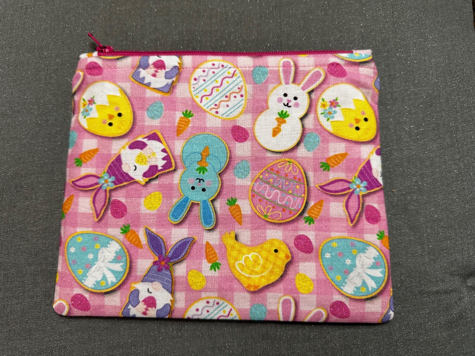 Easter Print Zipper Bags Homemade approximately 7”x5.5”