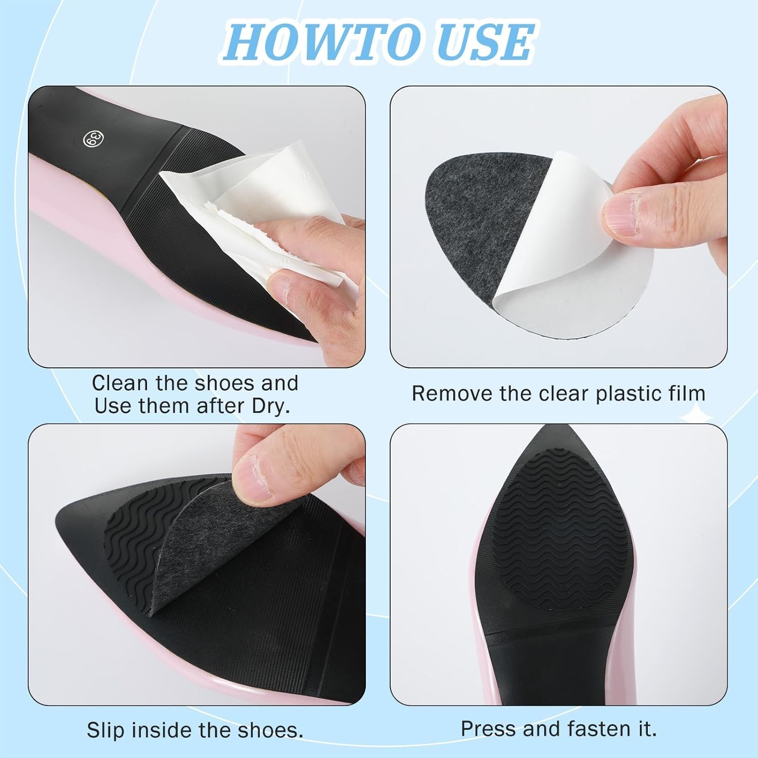 8Pcs Non Slip Shoes Pads, Self-Adhesive Sole Protectors, Anti-Skid Shoe Grips
