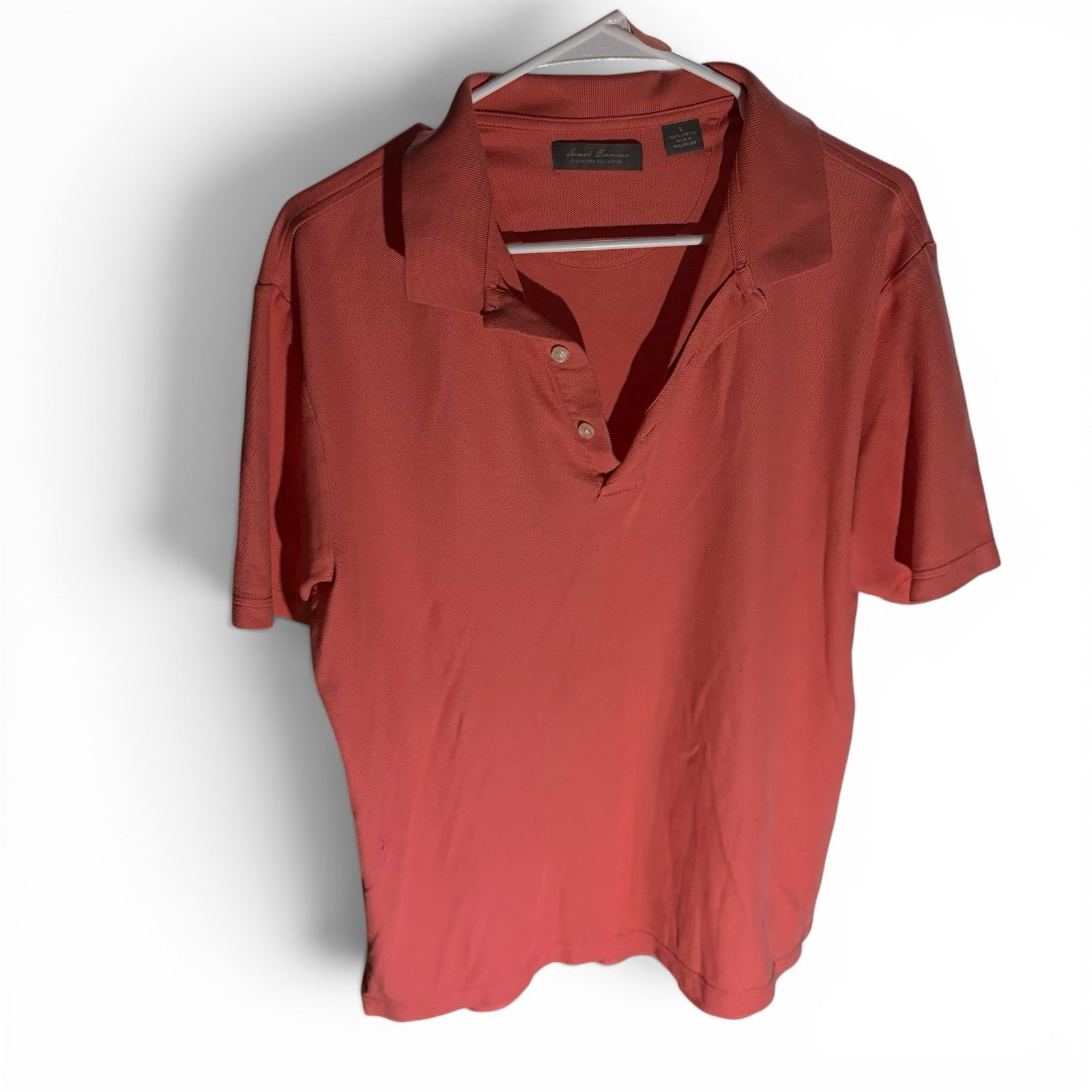 Daniel Cremieux Signature Collection Men’s L Red Solid Cotton Short Sleeve Polo