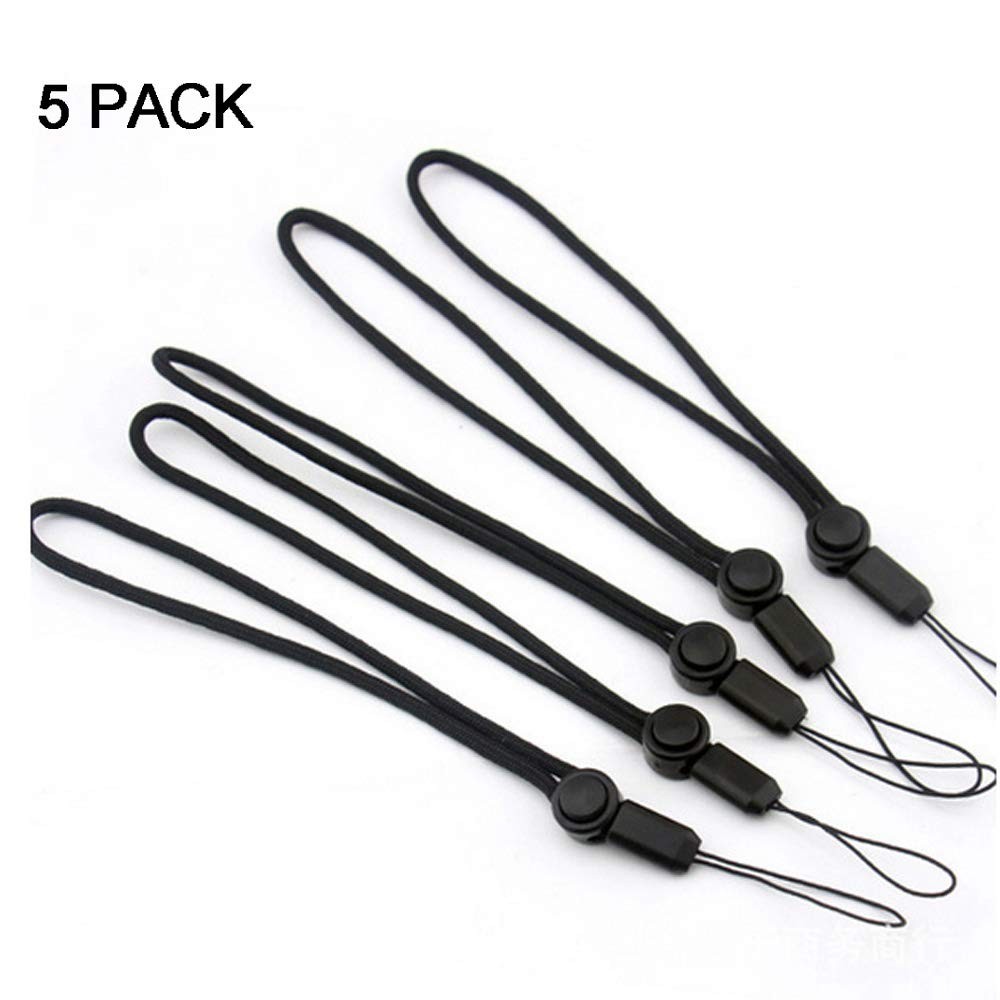 YOUOWO 5 Pack Nylon Lanyards Adjustable length,For USB Flash 5 Pack-black