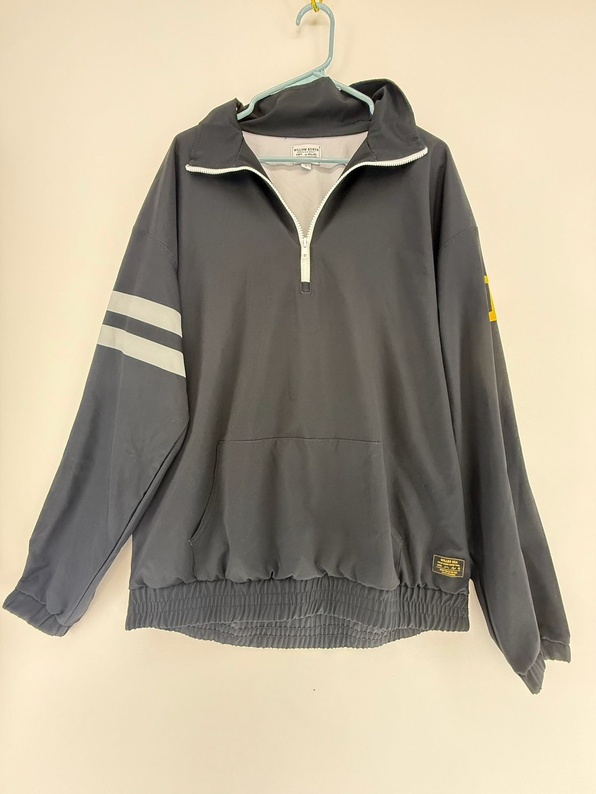 WillBo USA William Bowen Quarter Zip Pullover Hoodie Gray Men’s L