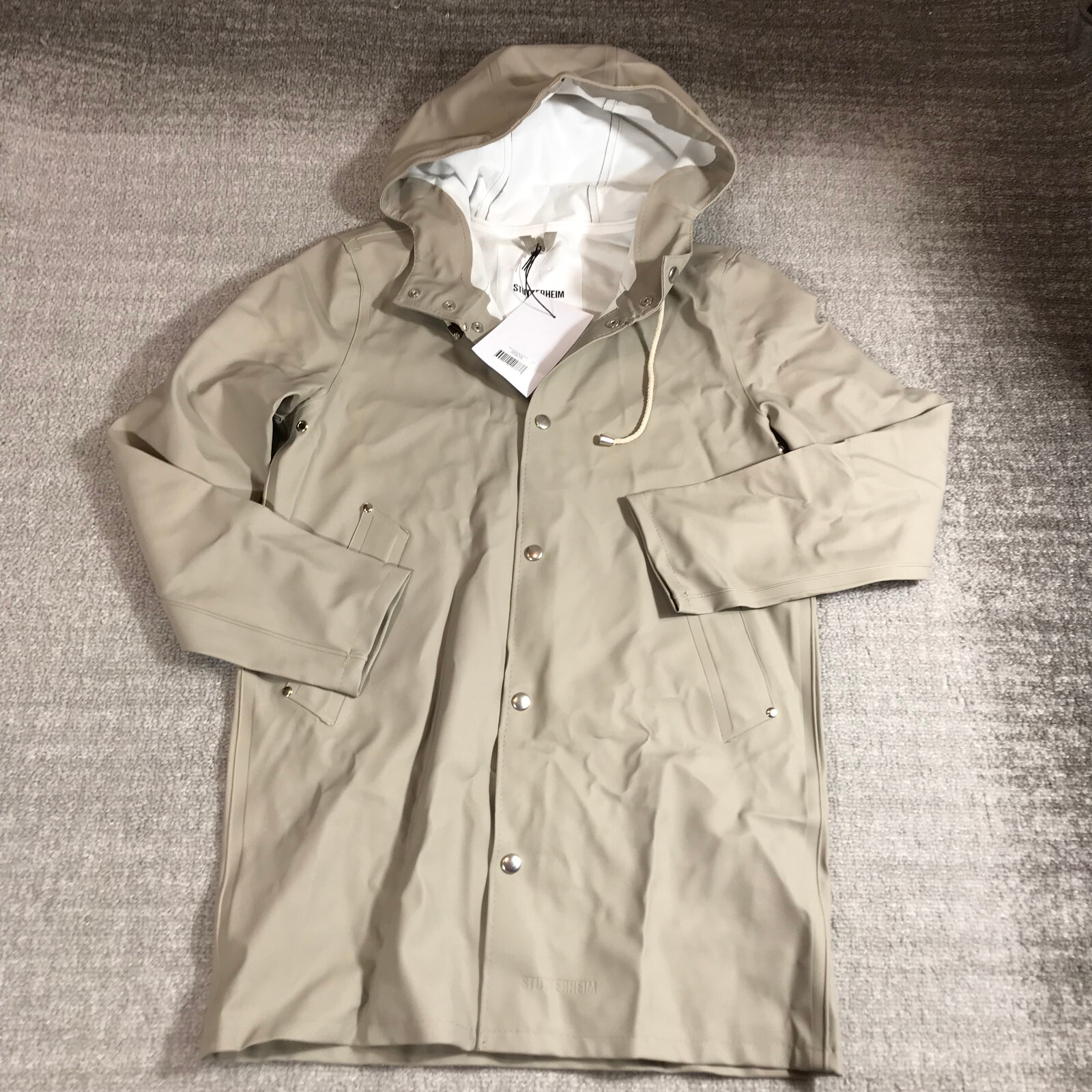 Stutterheim Stockholm Jacket Mens 2XS XXS Raincoat Hoodie Unisex Mosebacke Tan