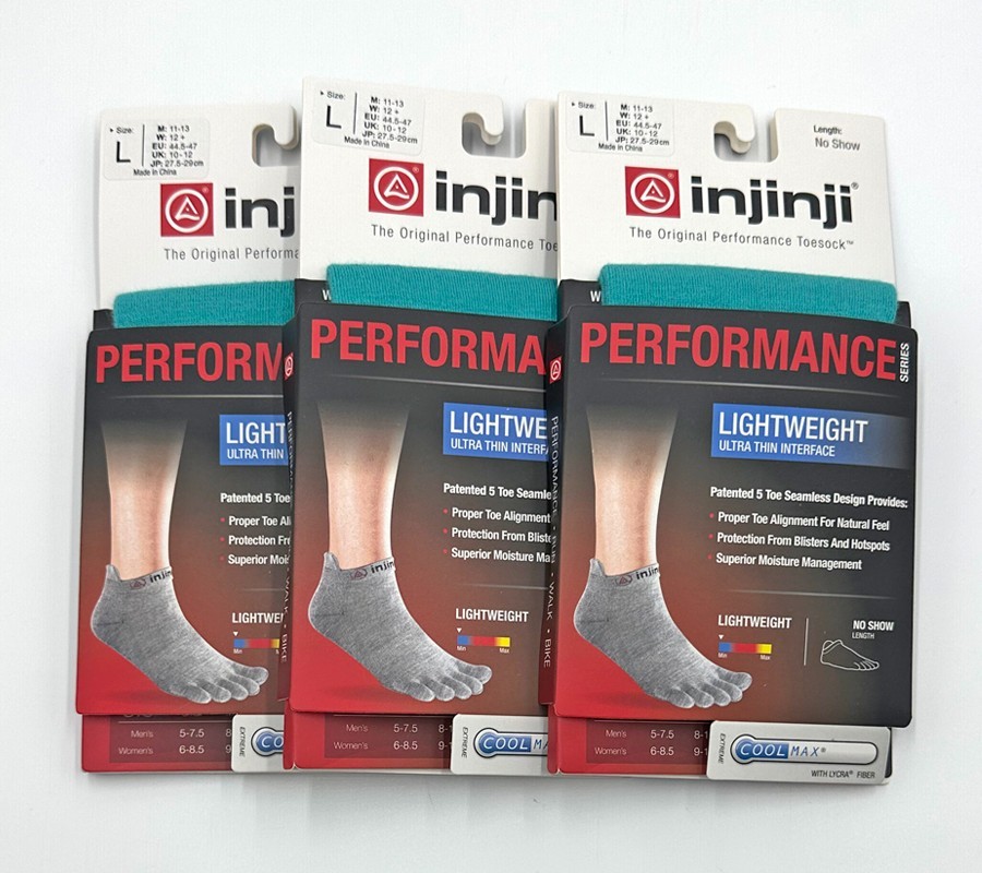 injinji 3 Pairs Women’s Toe No Show Socks Lightweight Run Size Large Green