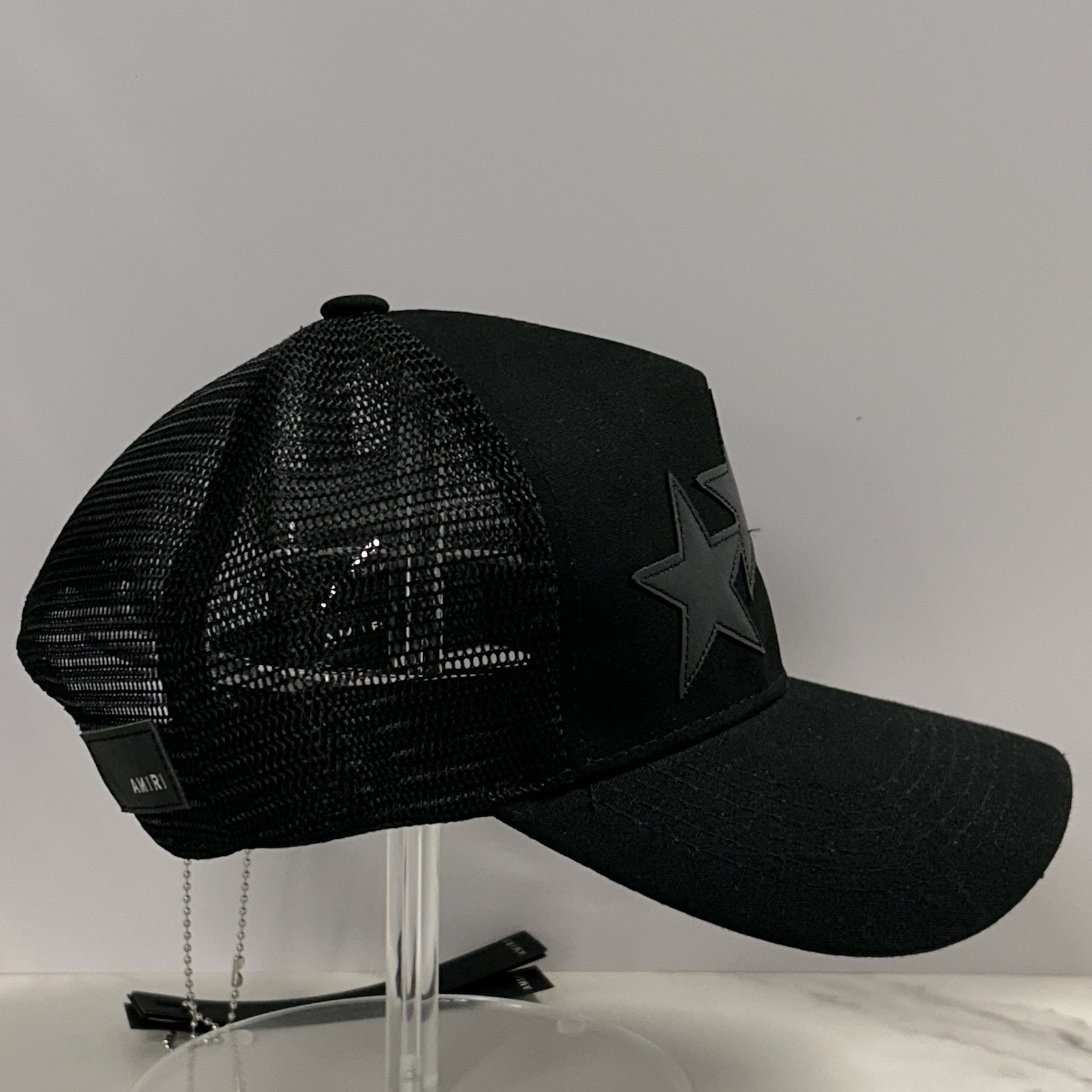 Amiri Trucker Hat 3 Star Double Black Mesh Cap Snapback Curved Brim Adjustable