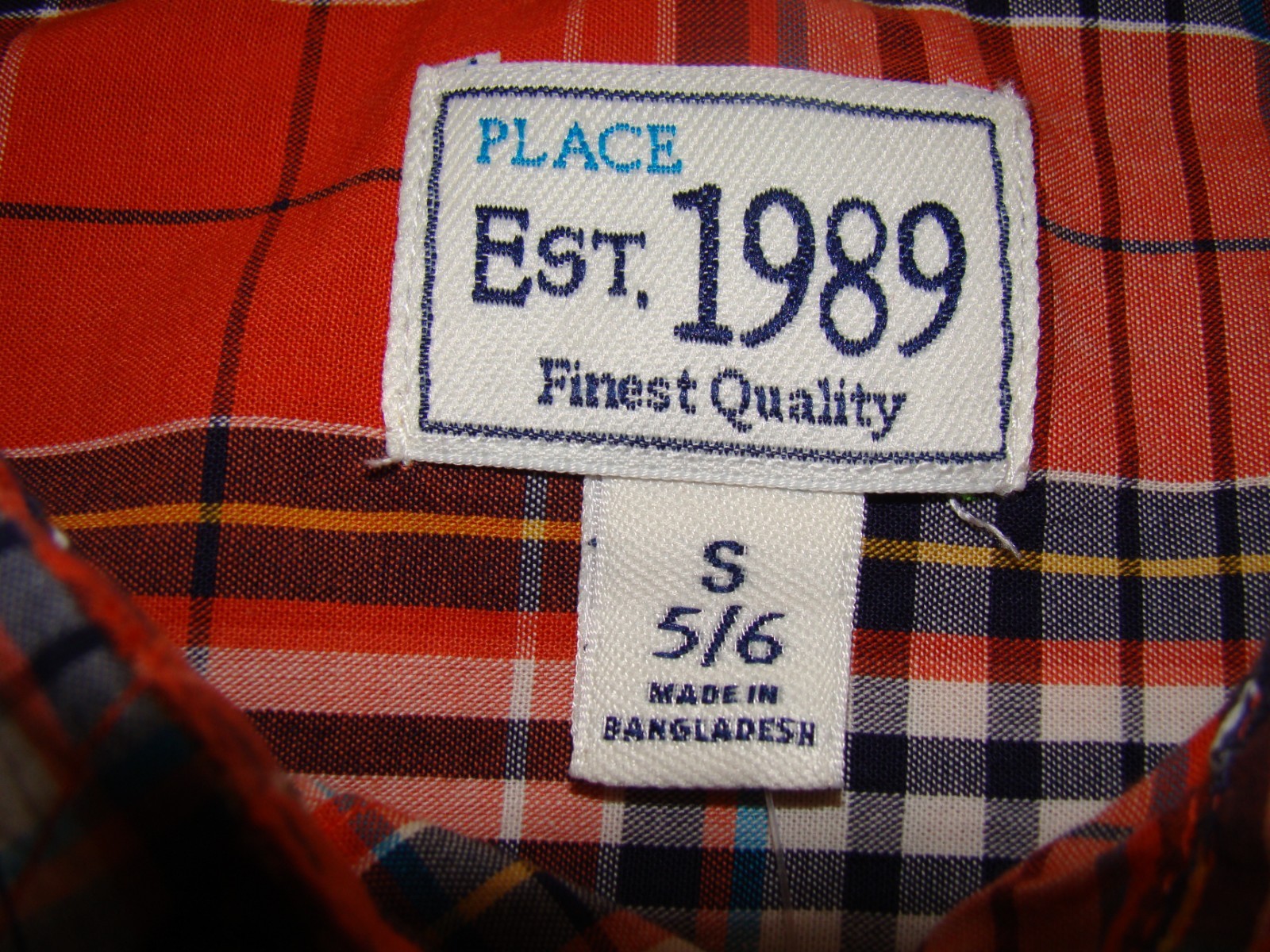 NWT The Children’s Place Boys Size Small 5-6 Plaid Long Sleeve Button Shirt