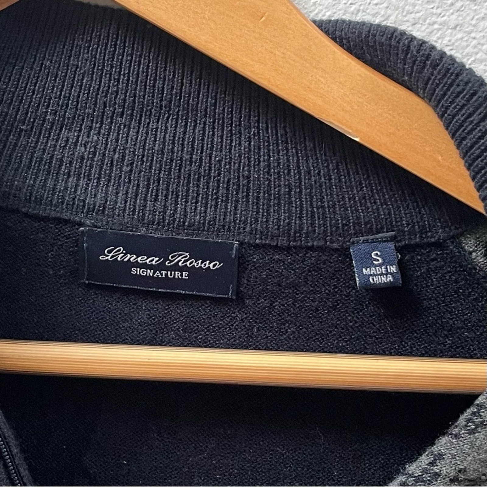 Linea Rosso Patrick Assaraf Merino Wool Navy & Gray 1/4 Zip Sweater, Men’s Small