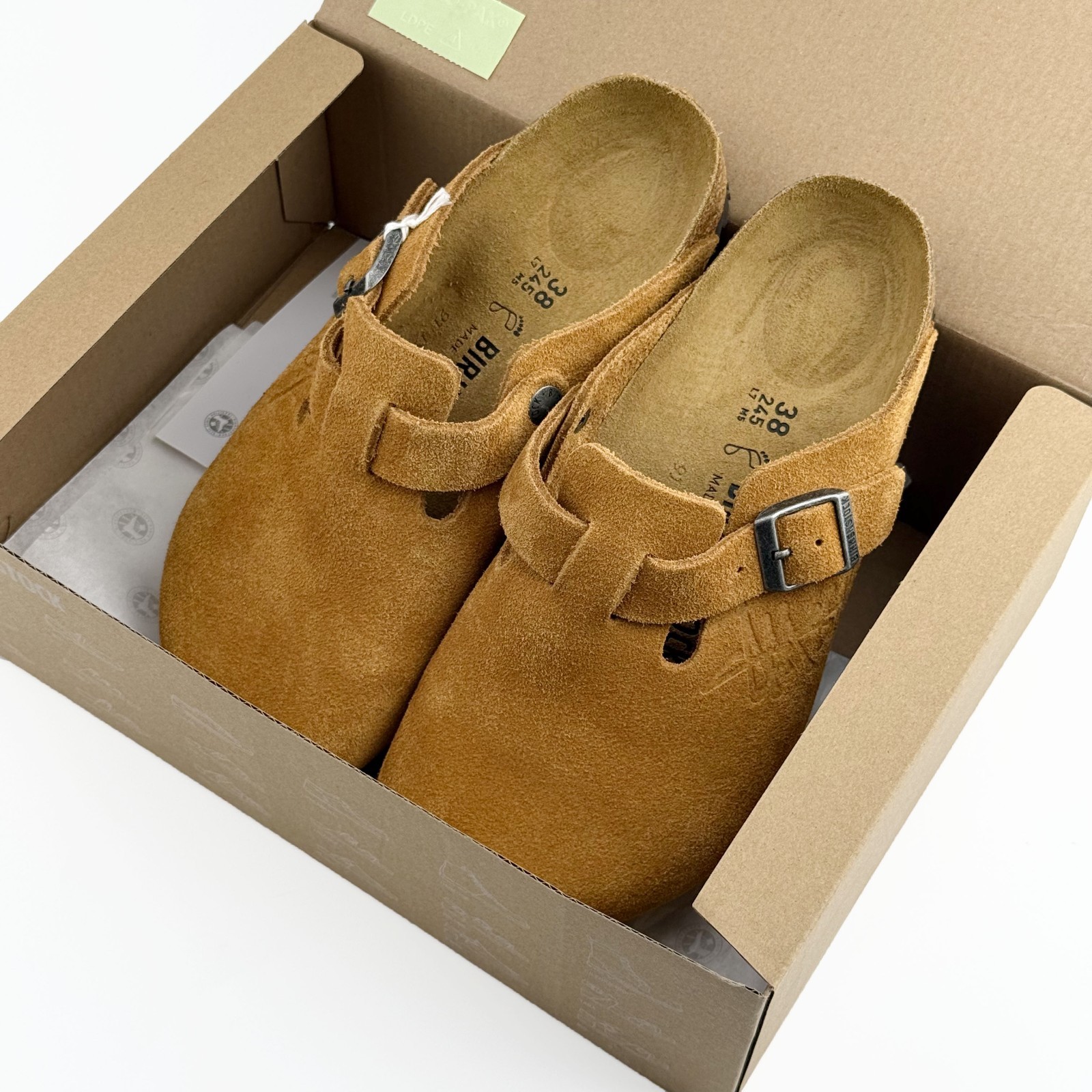 Birkenstock Boston X Stussy Suede Comfort Clog Caramel Women’s and Men’s Shoes
