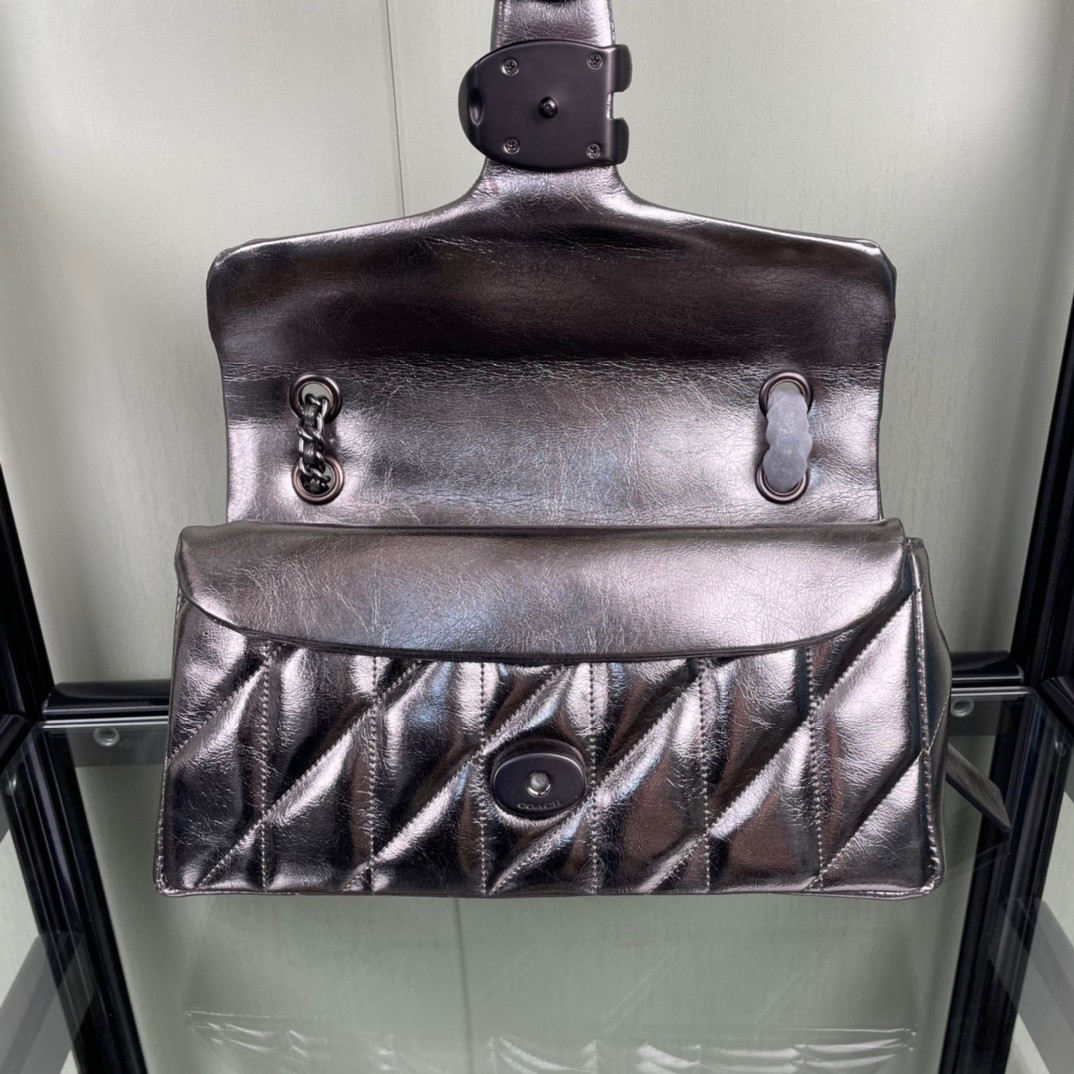 Coach Outlet Tabby Shoulder Bag 26 With Quilting Metallic Anthracite CW594 NWT