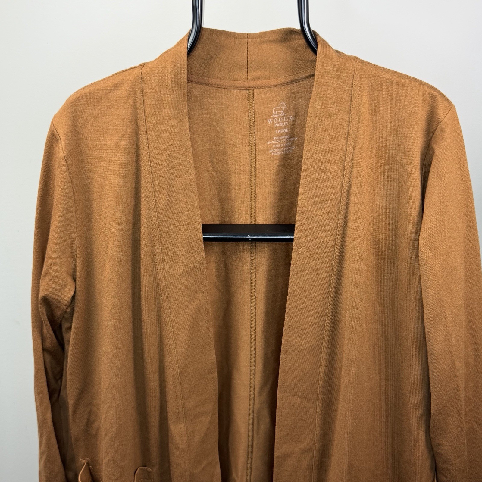 Wool X Women’s Brown 100% Merino Wool Open Long Cardigan Size L