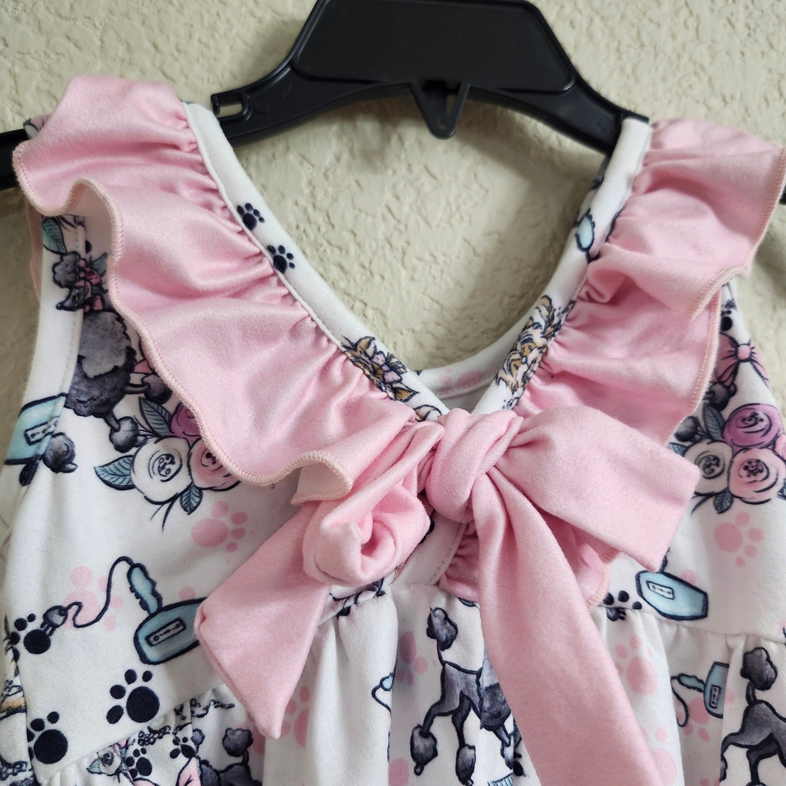 Pete Lucy Pampered Pets Size 12-18M Girls Poodle Romper Sleeveless Pink Ruffle