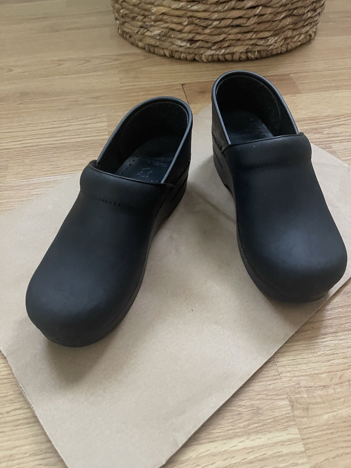 Brand New Dansko Cabrio Black Leather Professional Clogs