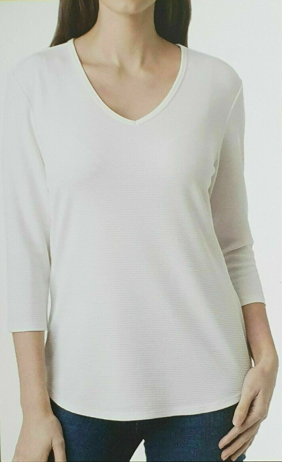 Seg’ments Women 3/4 Sleeve Basic/Essential Tencel V-neck Tshirt [S]