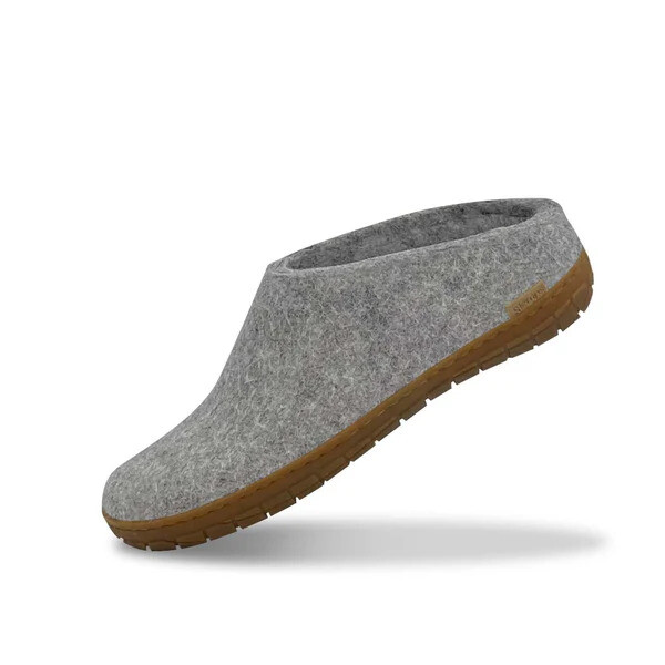 Glerups Womens Grey Slipper Honey Rubber Sole (EU 36, 38, 39)