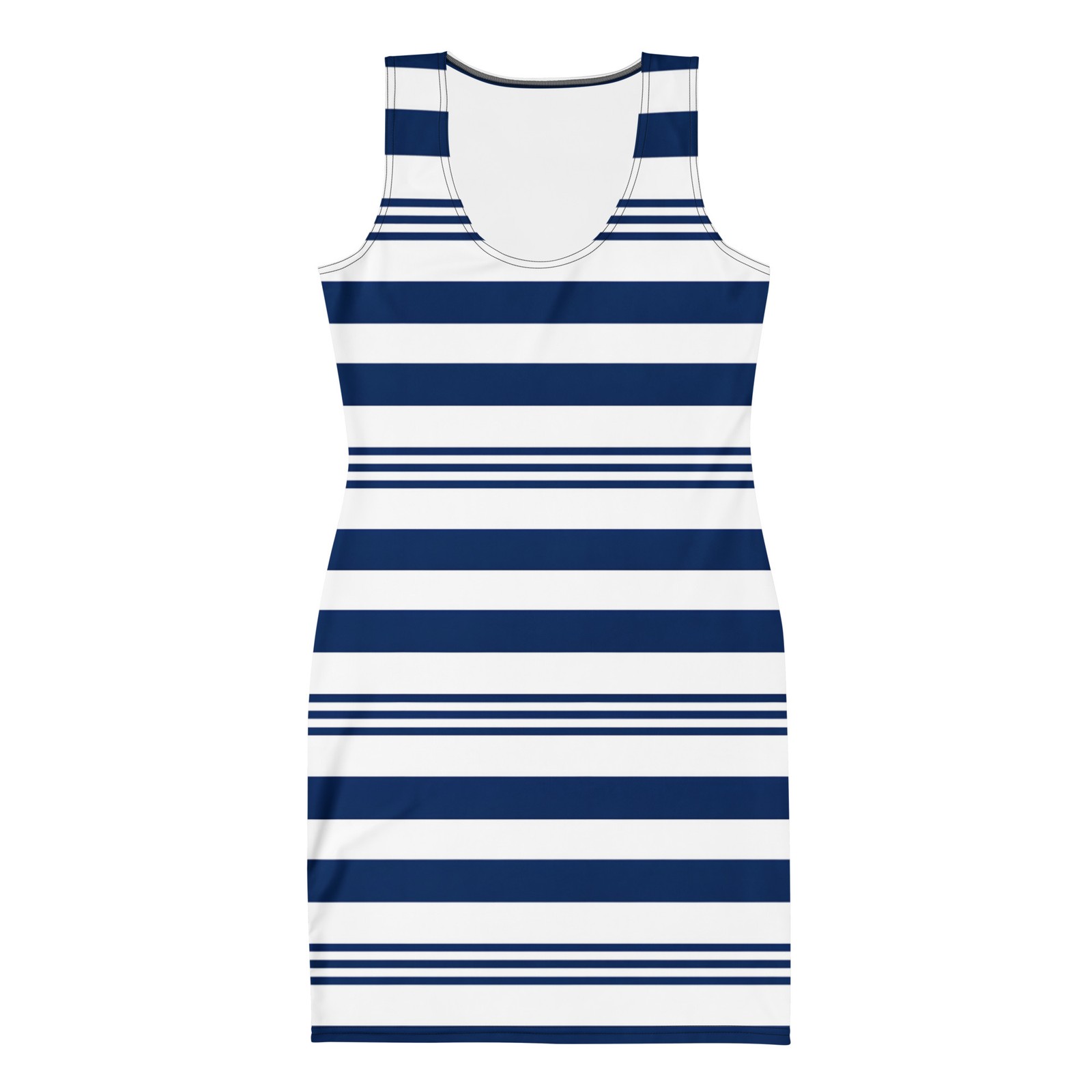 NDI Navy White Striped Bodycon Dress Sleeveless Summer Dress