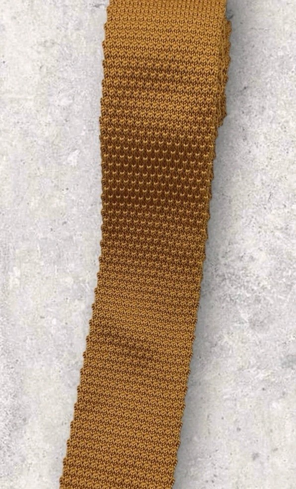 SONDERGAARD Polyester Knit Tie Solid Orange W:1.7″ EUC