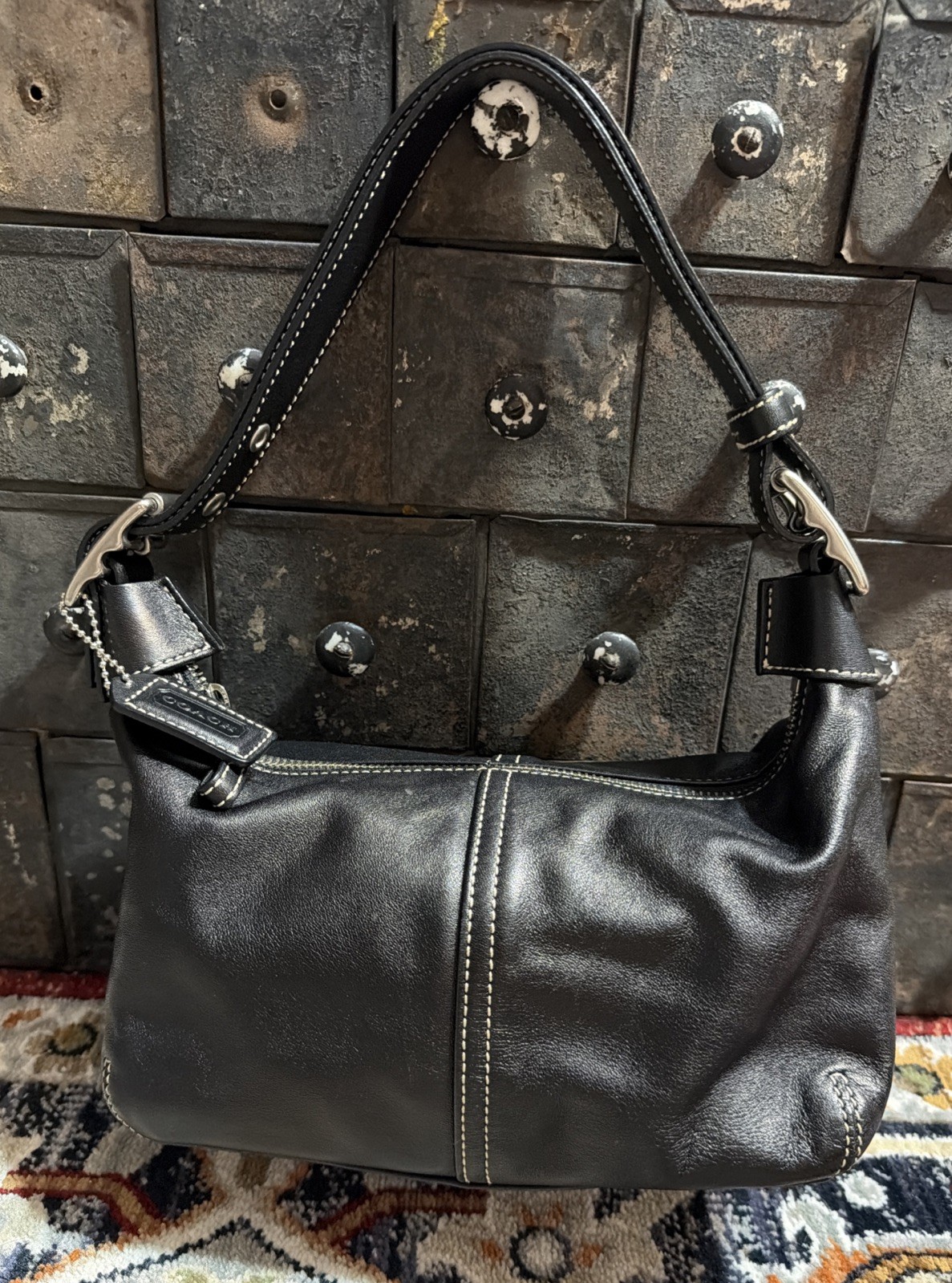 VTG Y2K COACH 9564 Black Leather Legacy Demi Hobo Shoulder Bag Convertible Strap