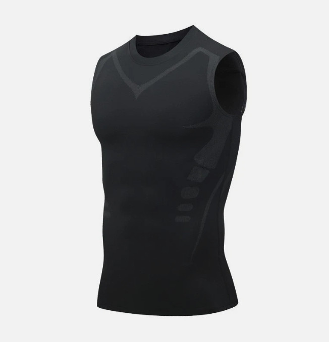 Men Compression Shirt Version Ionic Shaping Sleeveless Vest Sport Tank Top S-2XL