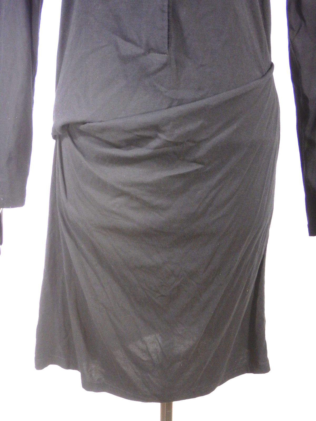 Ann Demeulemeester hip drape black long sleeve rayon shirtdress Size 38