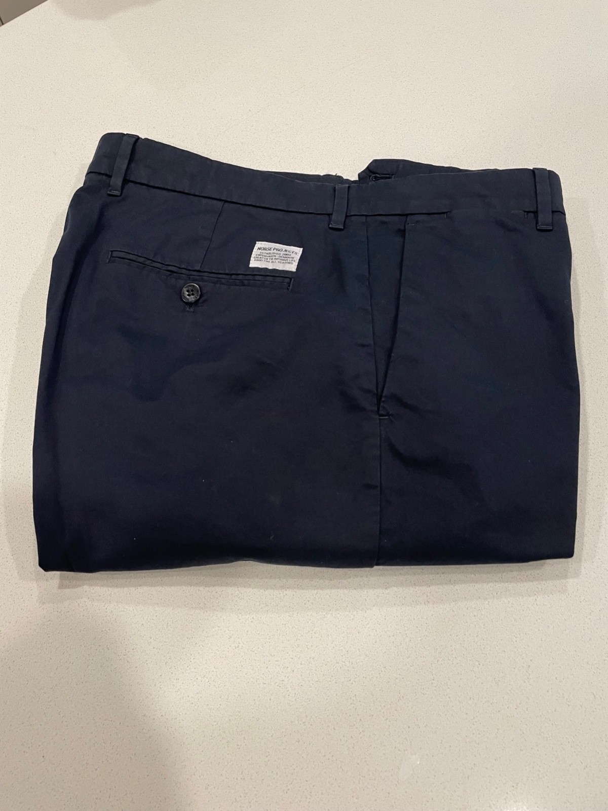 NEW Norse Projects Men’s Aros Slim Light Stretch Chinos 34W NEVER WORN Unhemmed