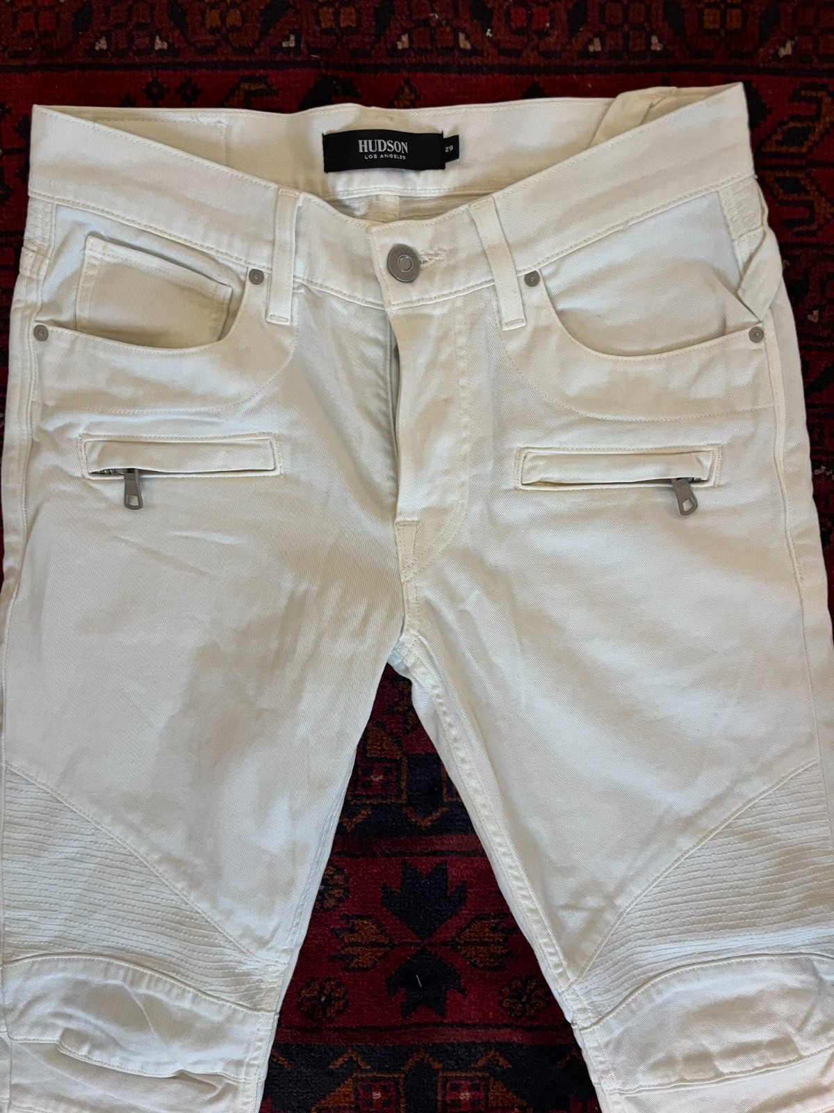 Hudson Blinder Biker Moto Skinny Jeans Men’s Size 29X32 Off White Button Fly