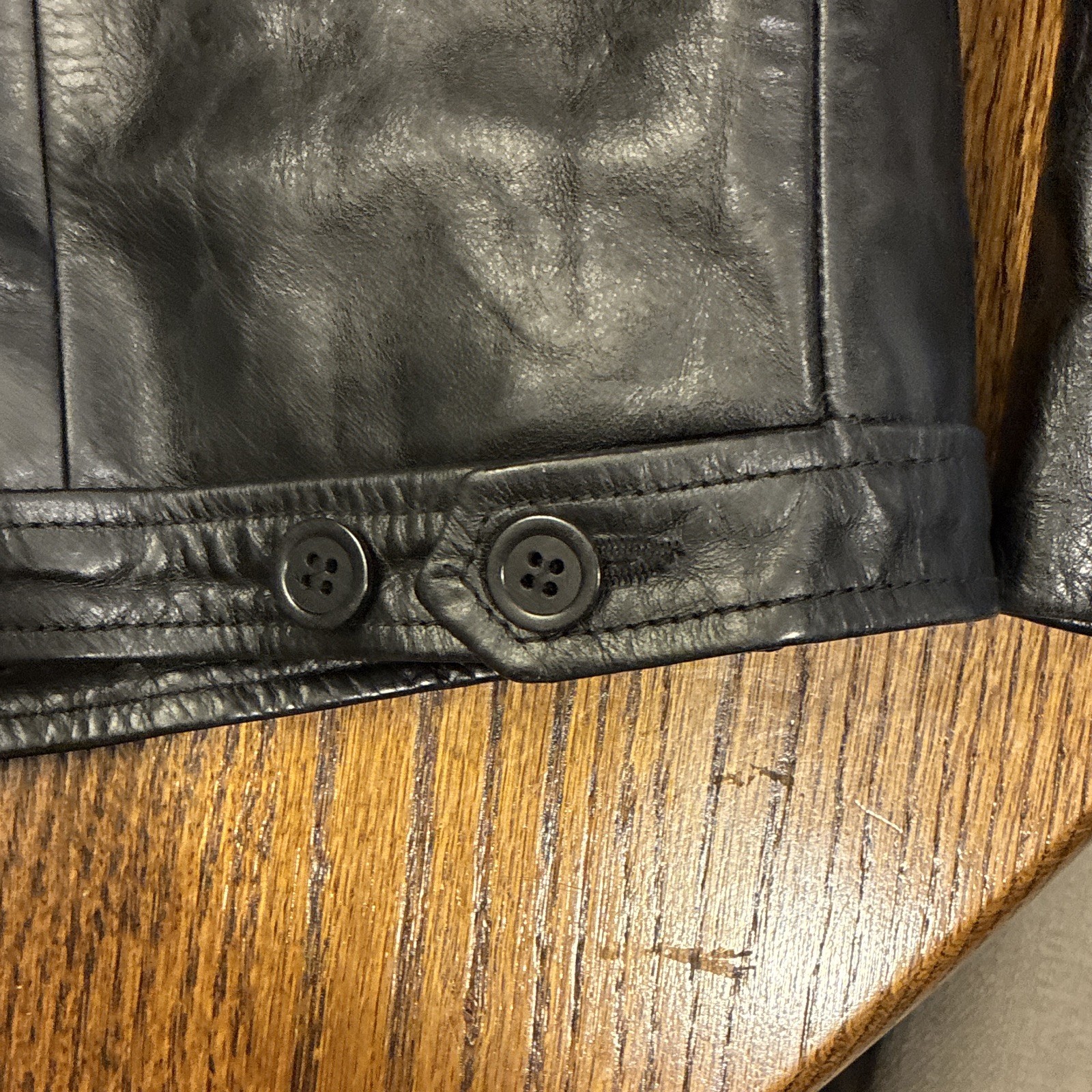 J.CREW Men’s XL Black Leather Jacket Lined Zip/Button Point Collar Pockets