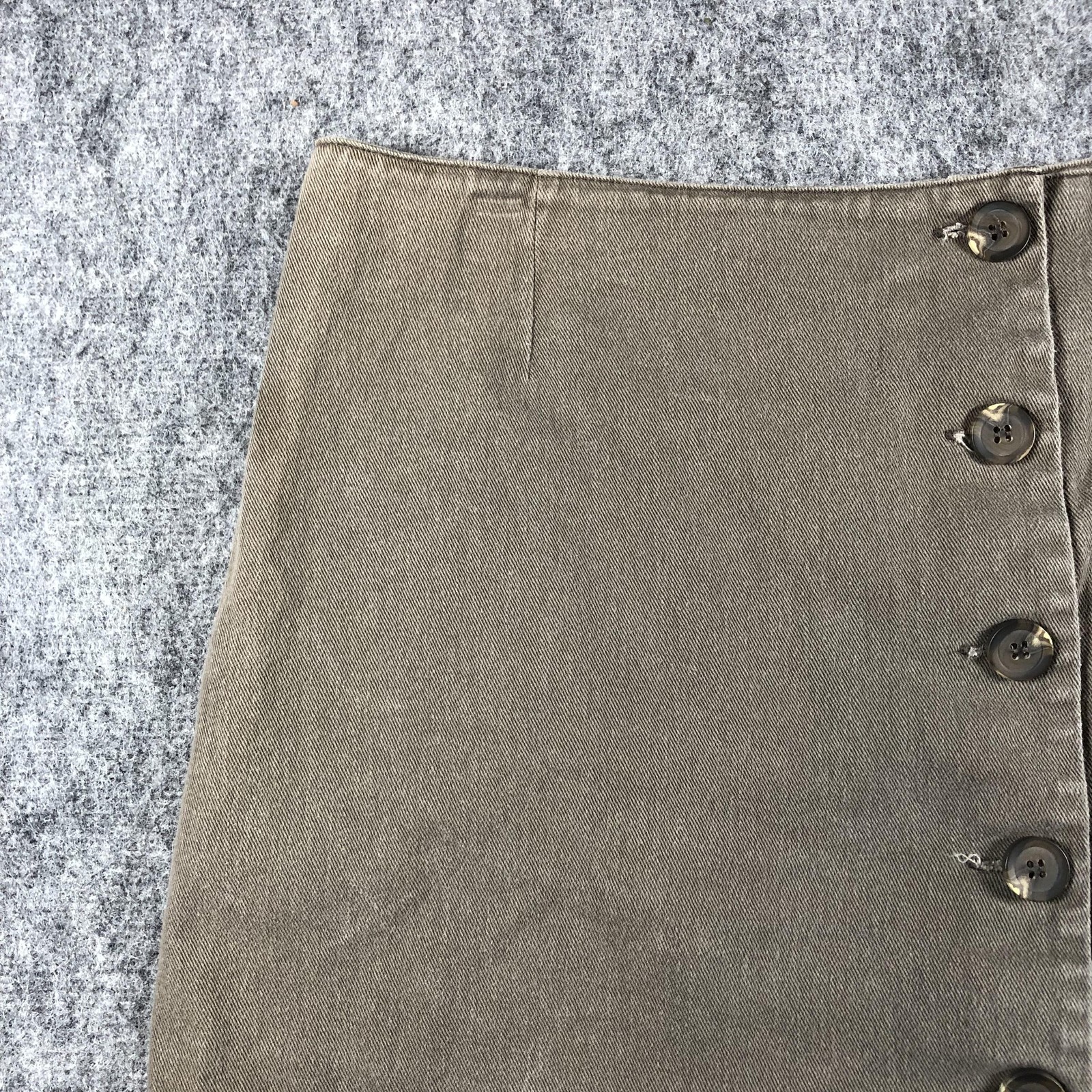 Chloe & Katie A Line Mini Skirt Womens XL Brown Button Front Twill Cotton