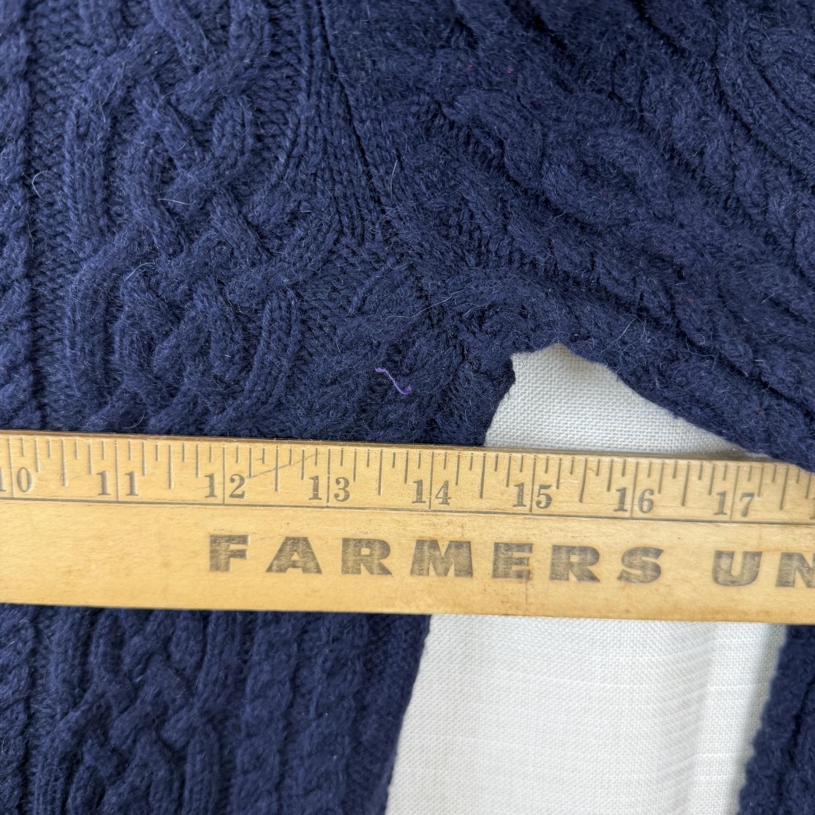 VTG Talbots Sweater Womens Petite P Blue Mock Neck Angora Cable Knit Pullover