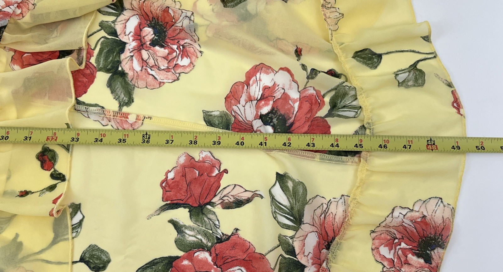 A.U.W. Sundress Size L Yellow Pink Floral Adjustable Strap Built In Bra Hi-Low
