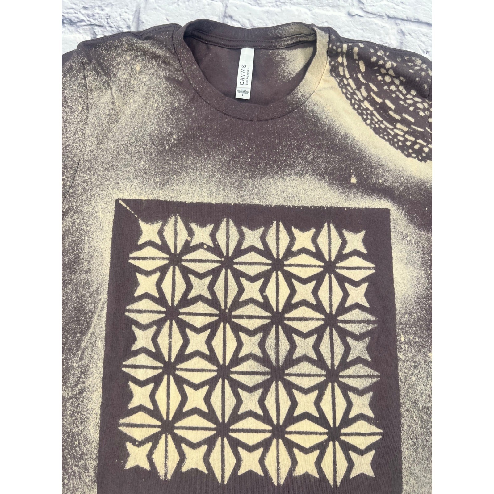 Bella Canvas Custom Bleach Dye T Shirt Plum Purple Doily Geometric Stencil Large