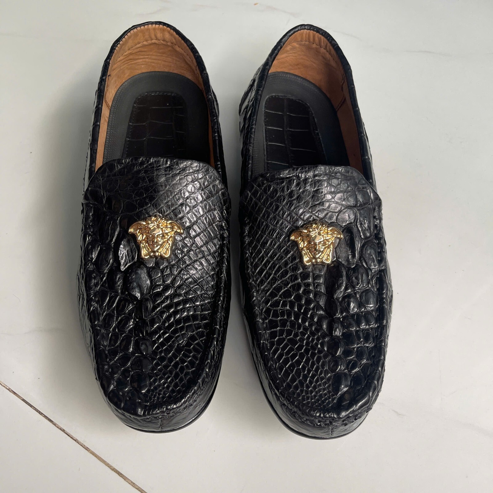 US 13 BLACK 100% Genuine,Real EXOTIC Leather Skin Men’s Shoes- Handmade
